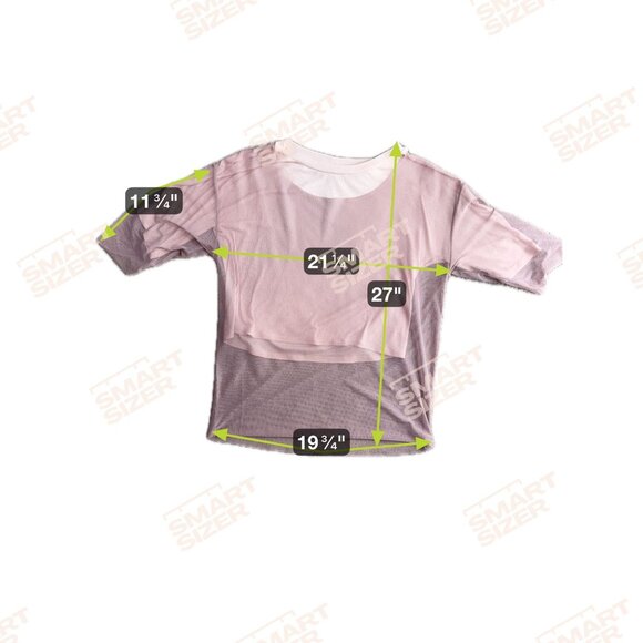 Alo Yoga Womens Top‎ Shirt S Loose Fit Pink Sheer Layered Ribbed Mesh Oversized - Picture 2 of 6